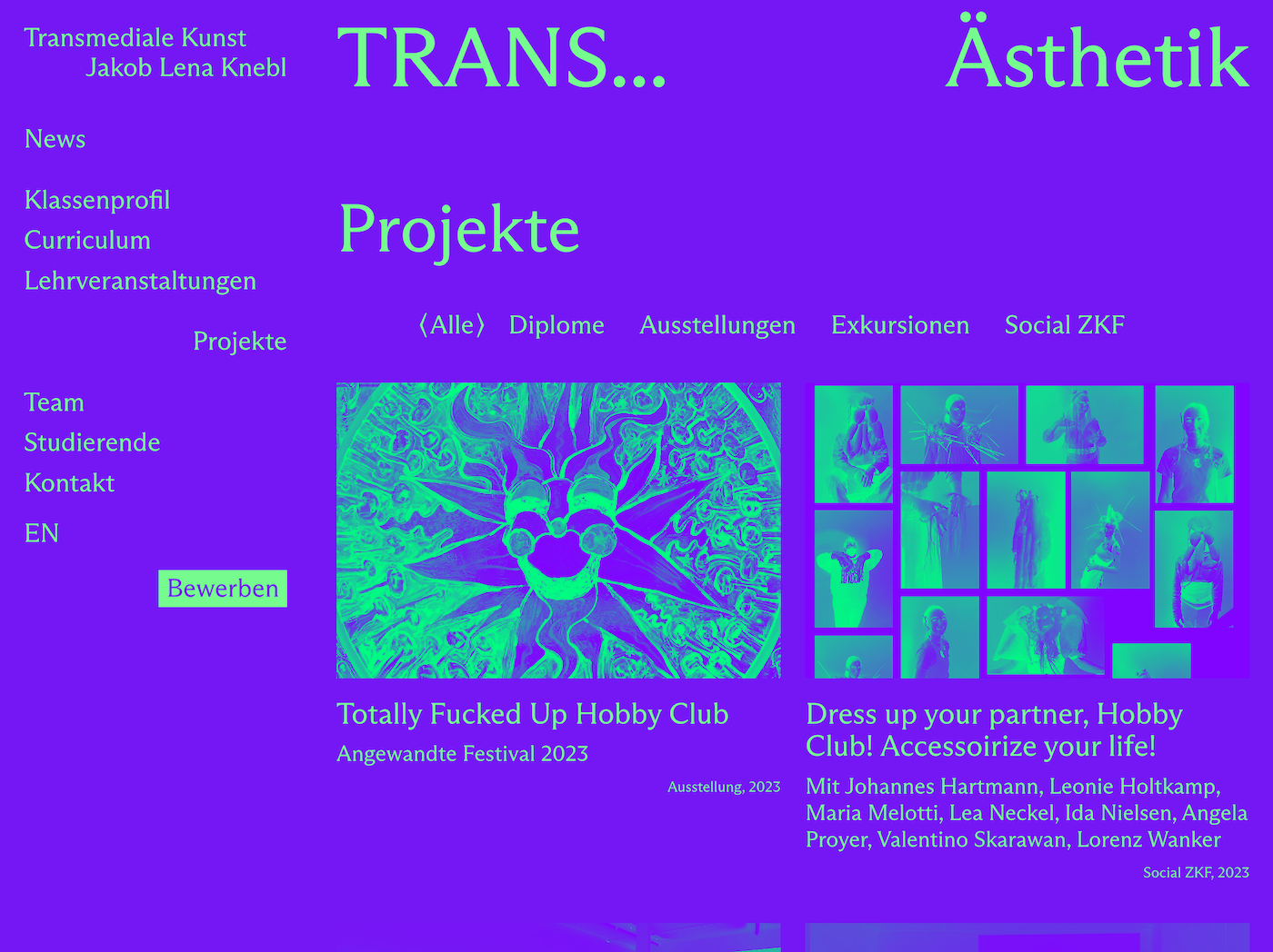 Screenshot of Transmediale Kunst